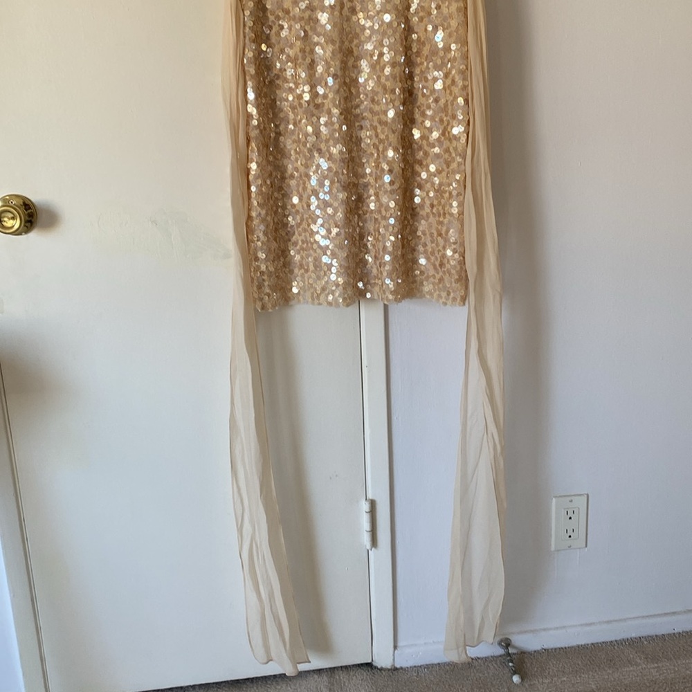 NWOT - BCBG MacAzria - Sequin V-Neck Dress in Champagne - medium - Picture 8 of 12